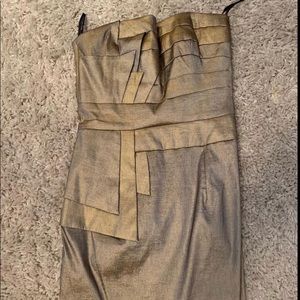 Jessica McClintock strapless gold mini dress